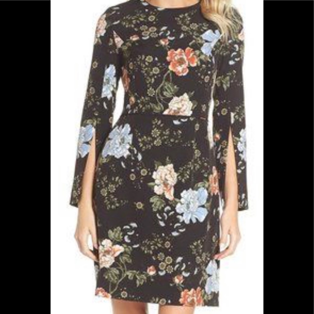 Tahari • Black Floral Dress •